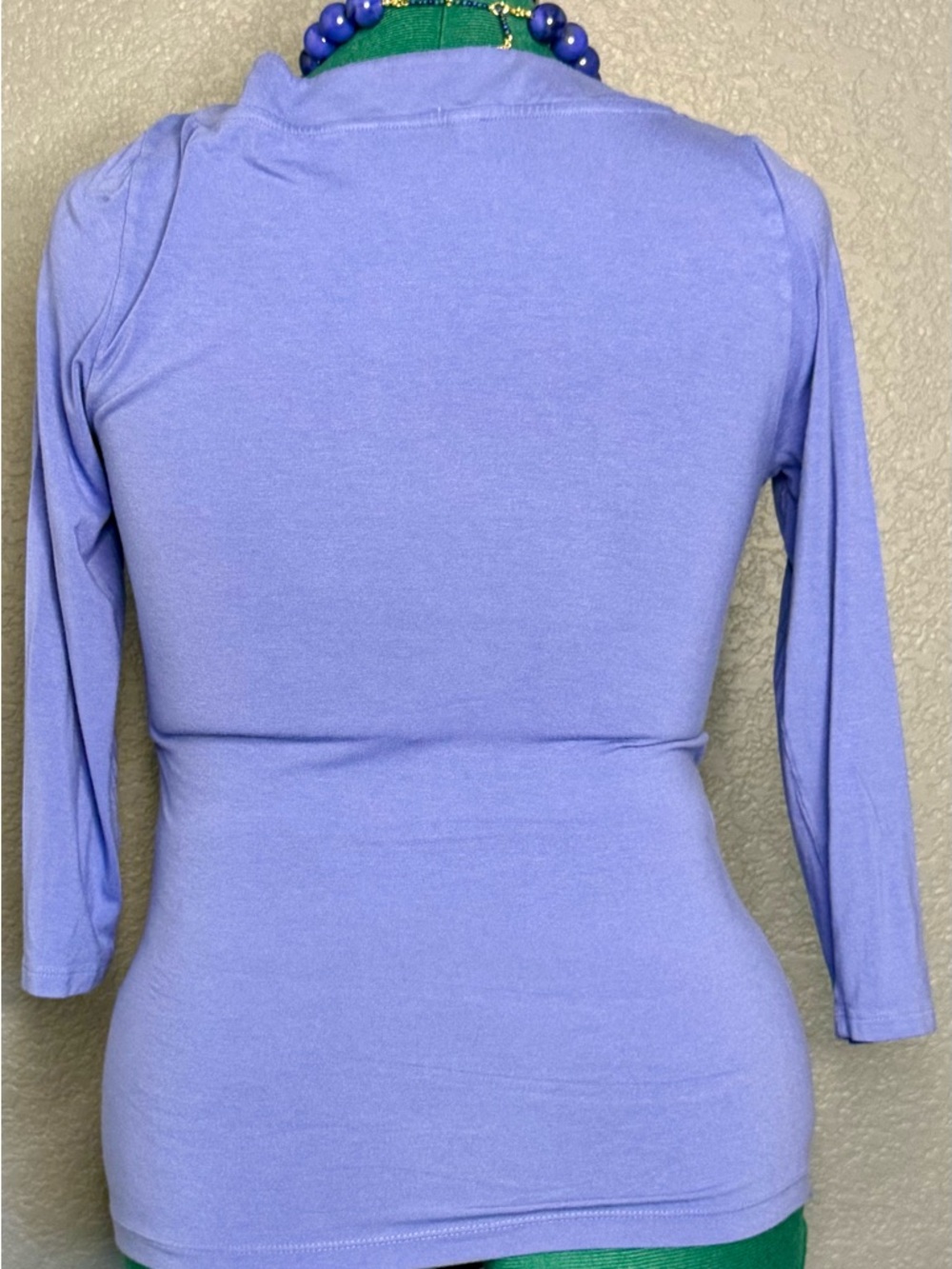 Lauren Ralph Lauren Wrap Top M Lavender Ruched V Neck 3/4 Sleeve - Picture 5 of 11